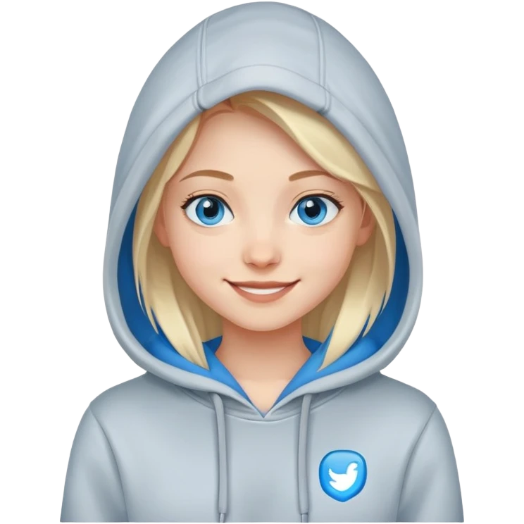 smiling girl in hoodie blue eyes  emoji