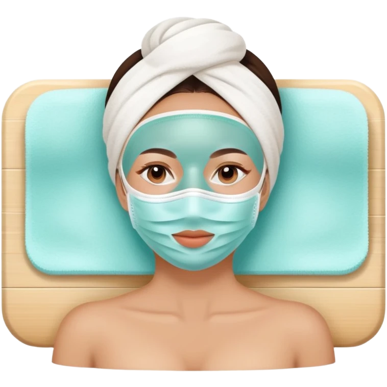 Lady with face mask spa beauty full face relaxing emoji