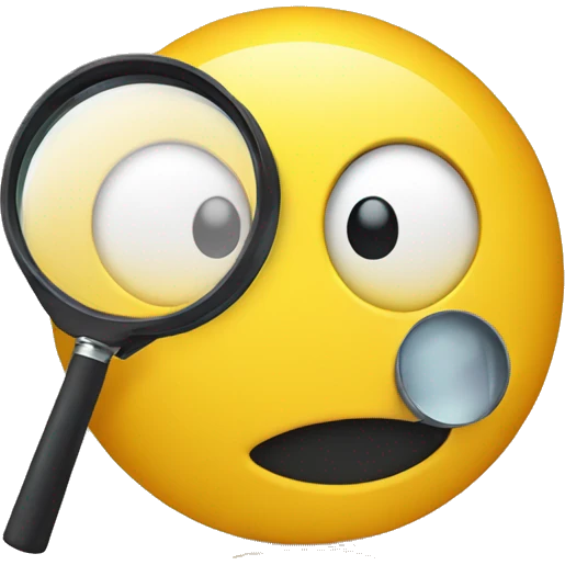yellow emoji face with holding magnifying glass with one eye close emoji