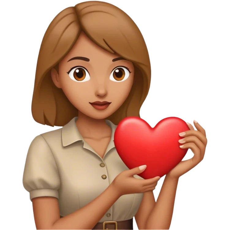 Woman holding a heart-shaped object, looking passionate emoji