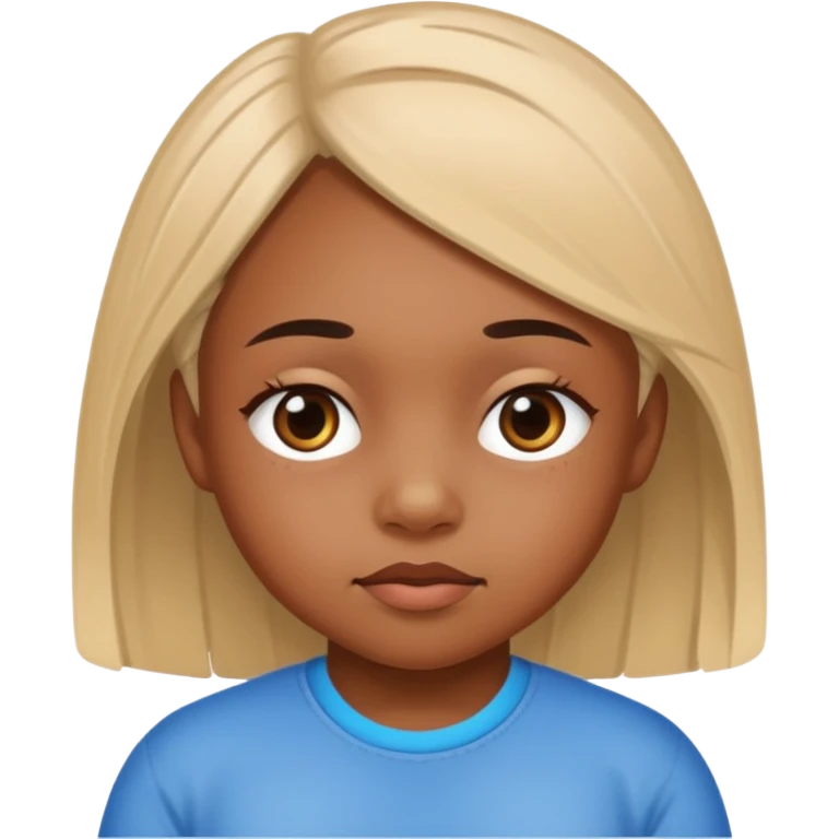 Black down syndrome girl with terrible drift eye￼ emoji