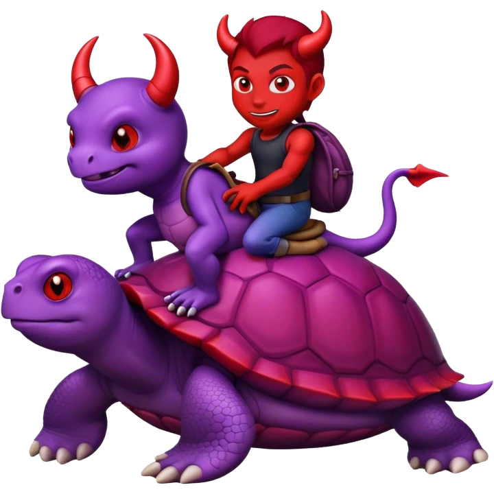 A devil riding a purple turtle emoji