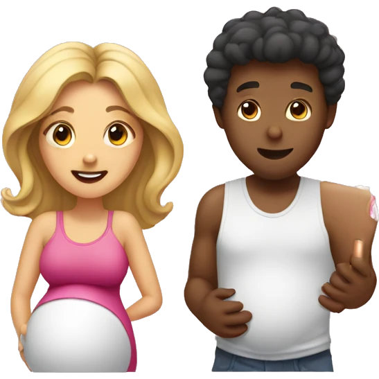 couple looking at pregnancy test emoji