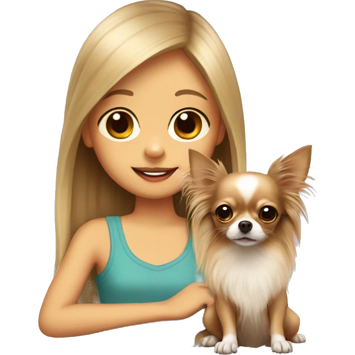Longhair chihuahua with girl emoji
