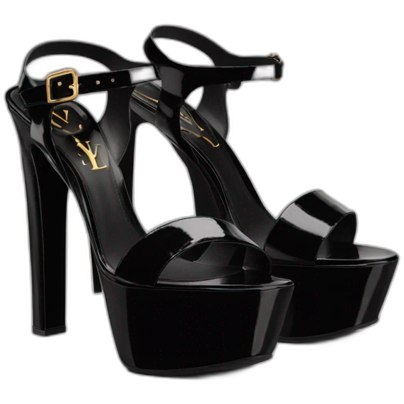 Ysl TRIBUTE PLATFORM SANDAL black PATENT LEATHER emoji