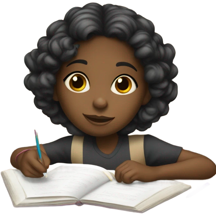Iittle black girl doing homework  emoji