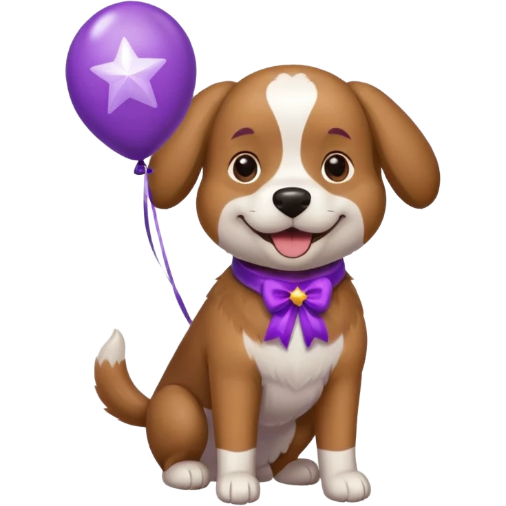 Dog hold purple star balloon emoji