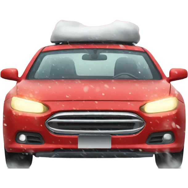 Driving a red car blizzard snow storm emoji