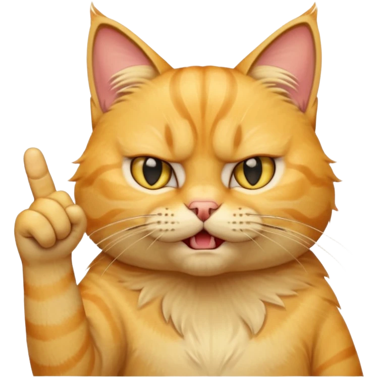 A beautiful yellow tabby with an angry expression holding up its MIDDLE finger toward the viewer emoji