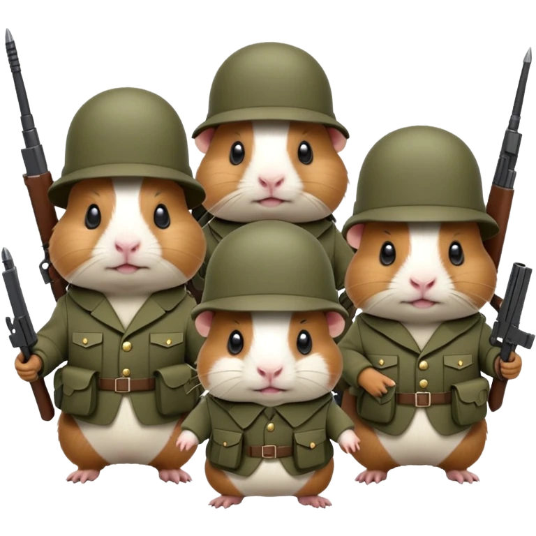Army of angry guinea pigs with army suits emoji