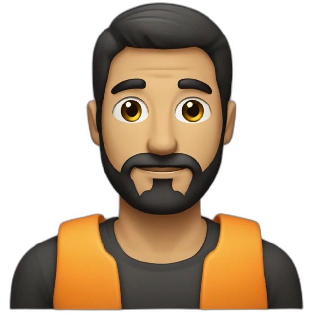 Hombre con barba negra larga, con poco pelo, barriga grande y con una pala de pádel en la mano emoji