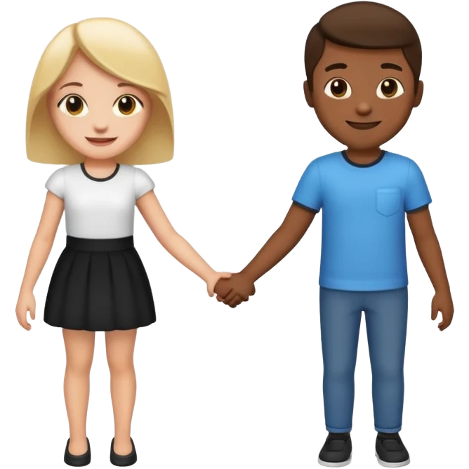 black boy and white girl, holding hands, apple style emoji emoji