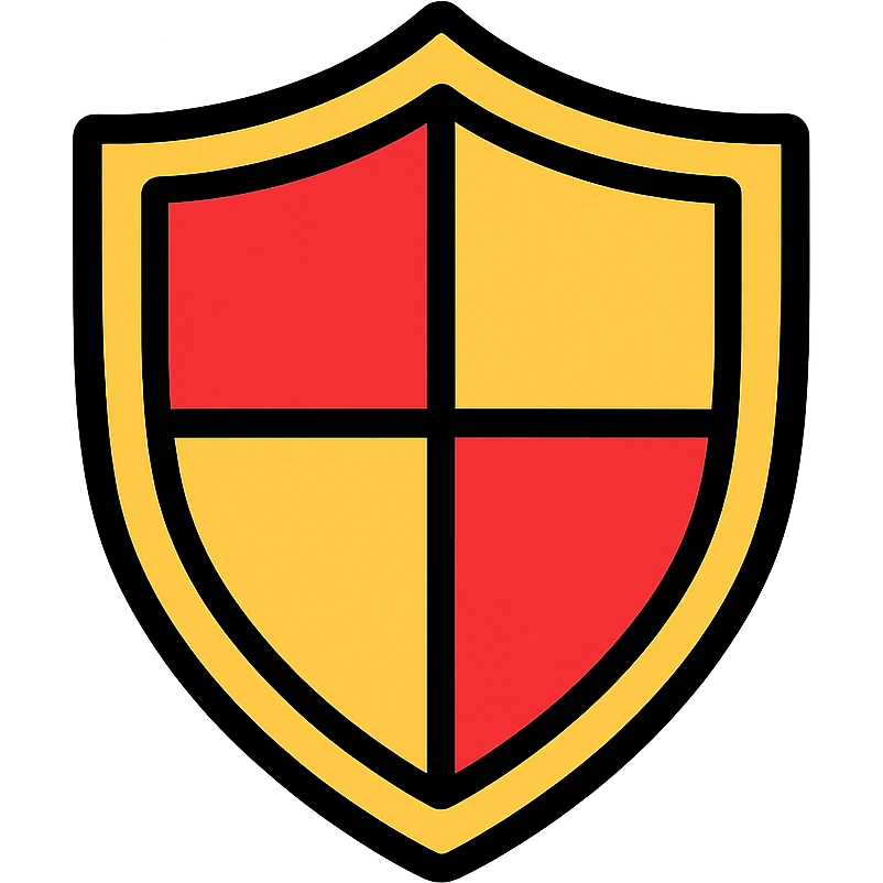 shield icon, modern icon, black outline with subtle color accents, color outline style emoji
