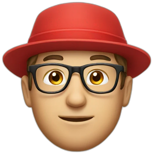 European guy with a hat, a red polo and glasses emoji