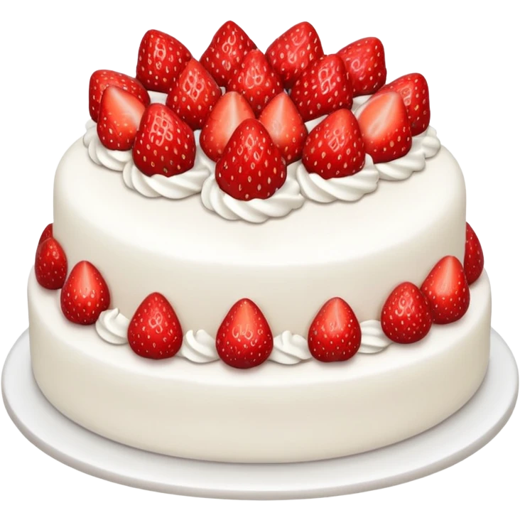white cake with strawberries on top emoji
