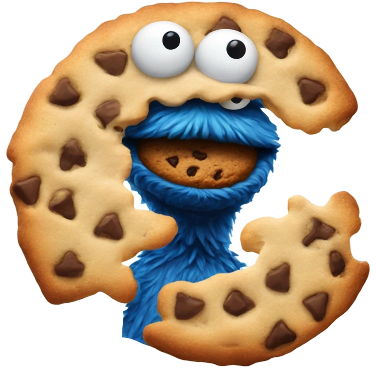 Cookie Monster not eating any cookies with clear, detailed face emoji