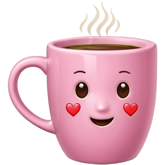 Pink mug with coffee heart  emoji