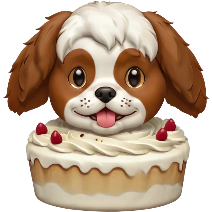 Happy birthday from a St. Charles spaniel eating cake emoji