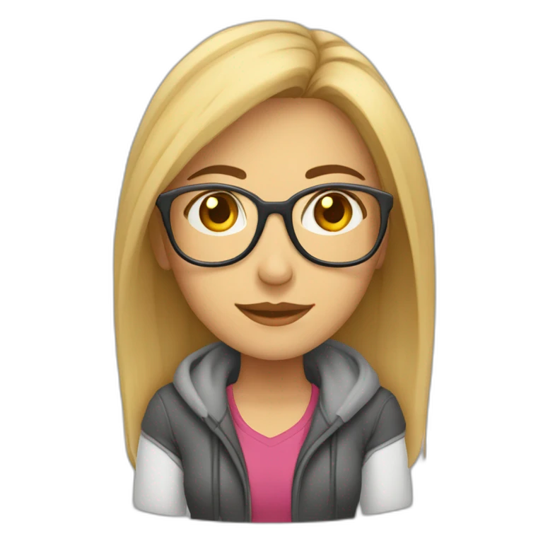 Mujer estudiante mediana edad rubia y con gafas emoji