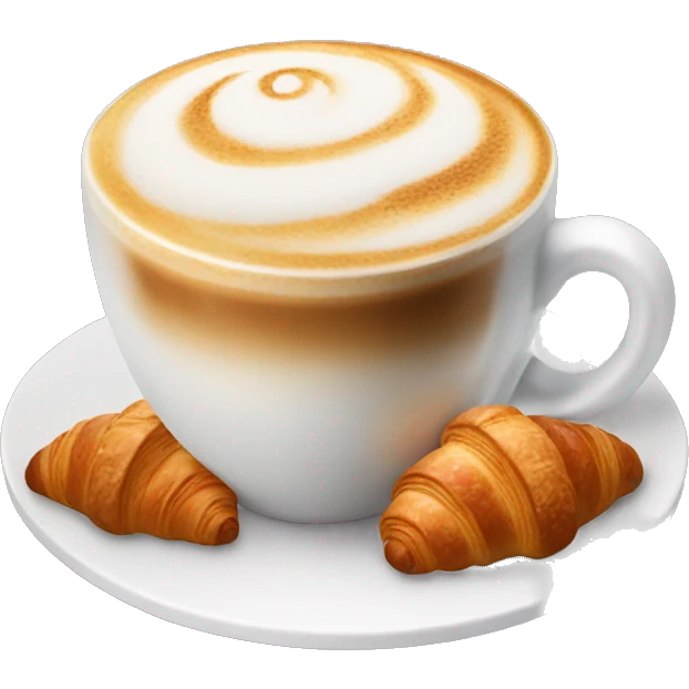 Cup of cappuccino with croissant emoji