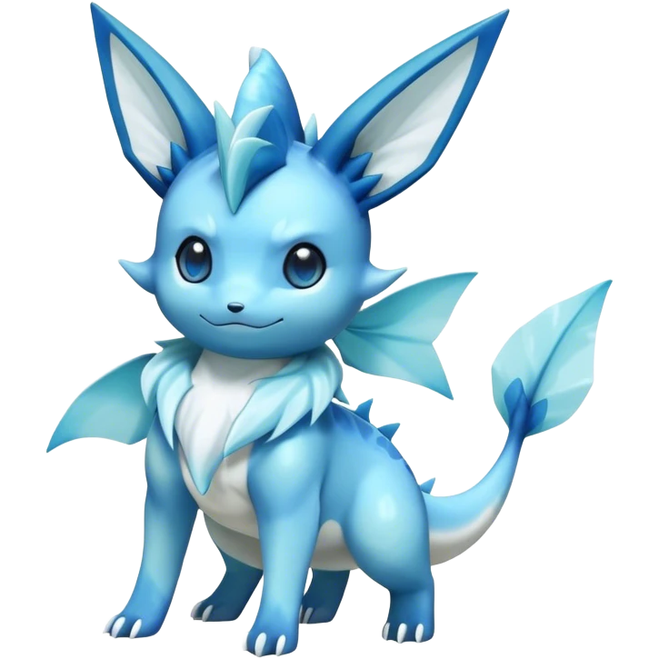 Kawaii Vaporeon-Glaceon-Pokemon-Digimon-hybrid, full body, 4 legs emoji