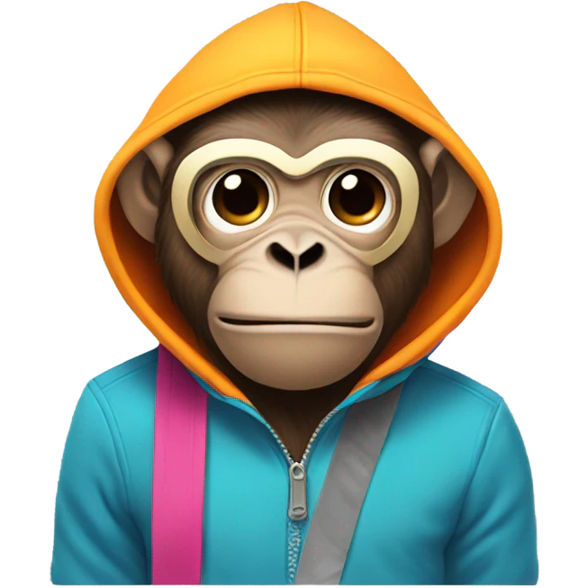 Monkey wearing a hoodie with ski mask emoji