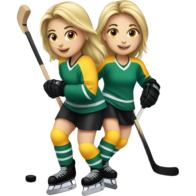 2 girls playing hockey emoji
