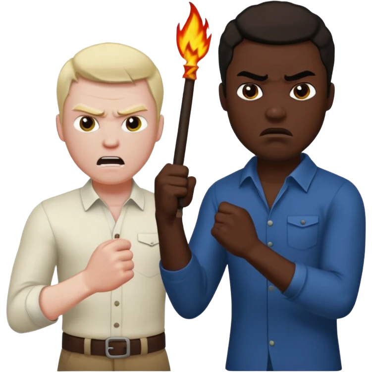 Un homme blanc qui fouette un homme noir emoji