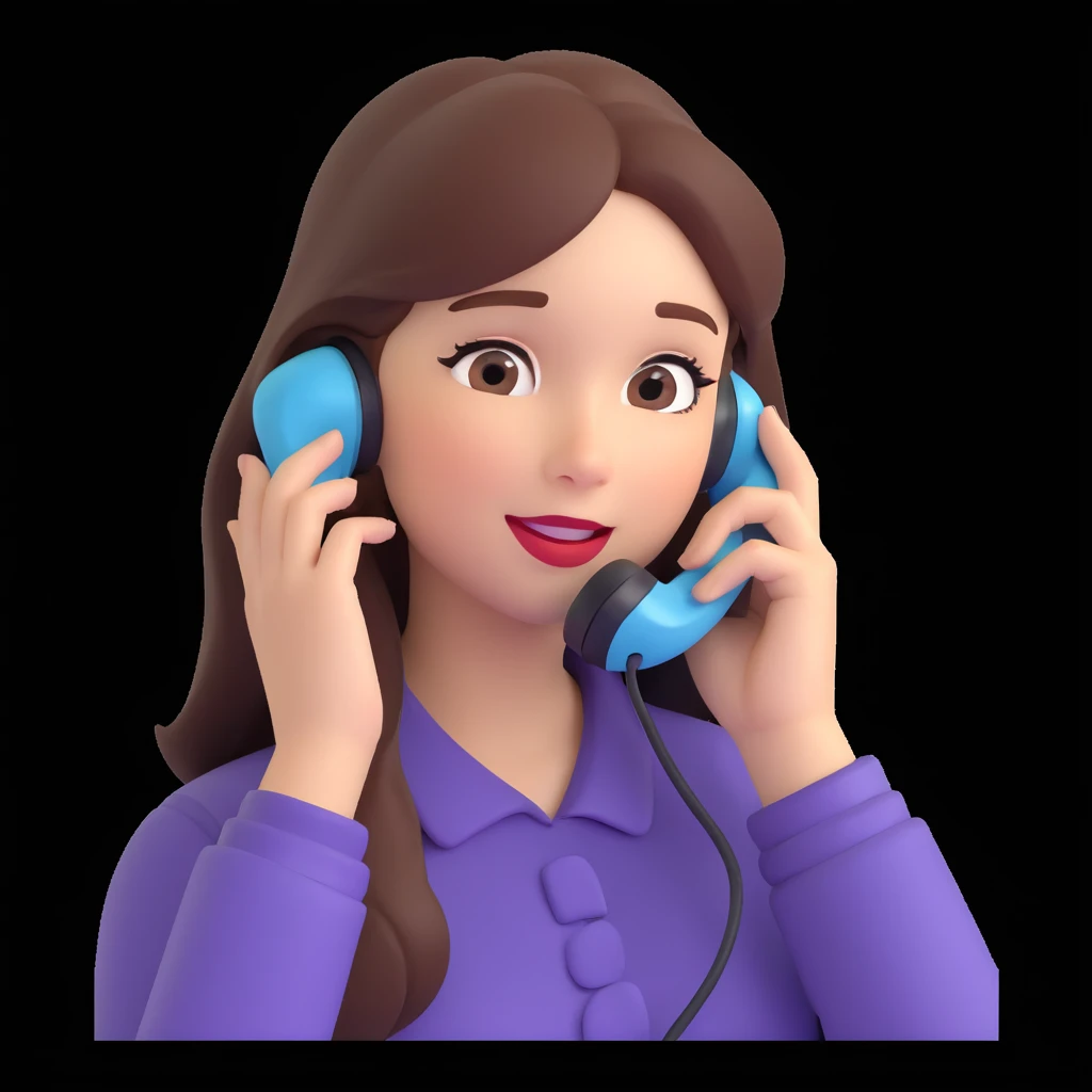 girl talking on phone, close up pose emoji