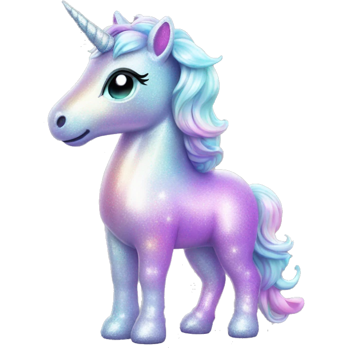 Sparkly glossy Pastel iridescent glass unicorn full body emoji