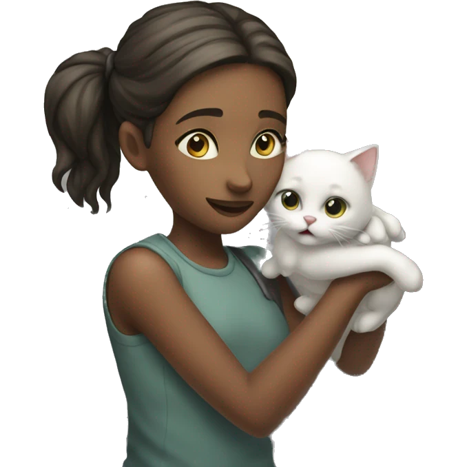 girl holding cat by sink emoji