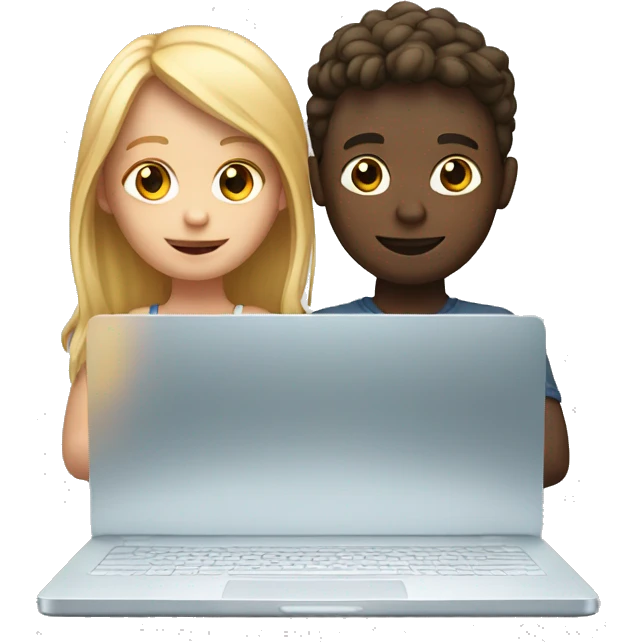 white boy and girl behind laptop emoji