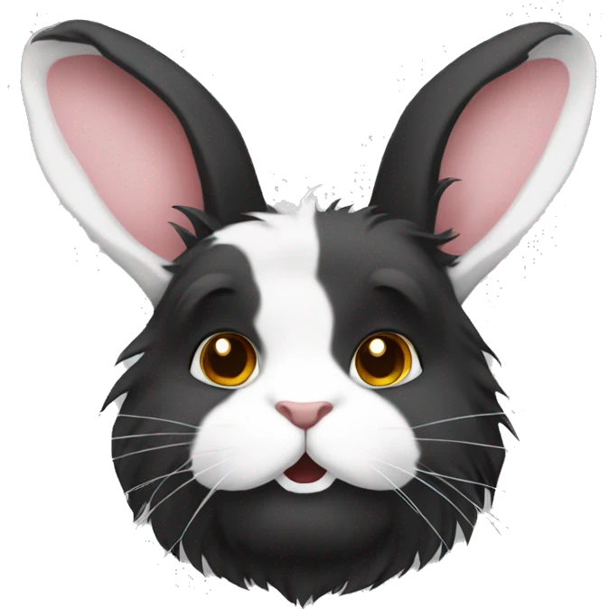 White face black body lionhead rabbit  emoji