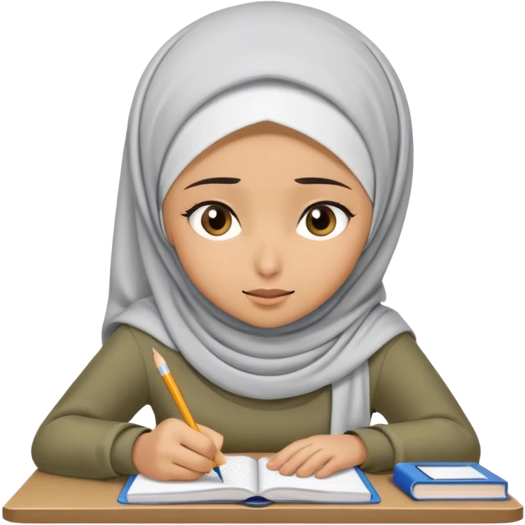 hijabi girl doing homework looking stressed emoji