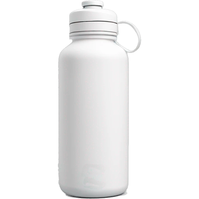 white water bottle with white lid, white handle strap emoji