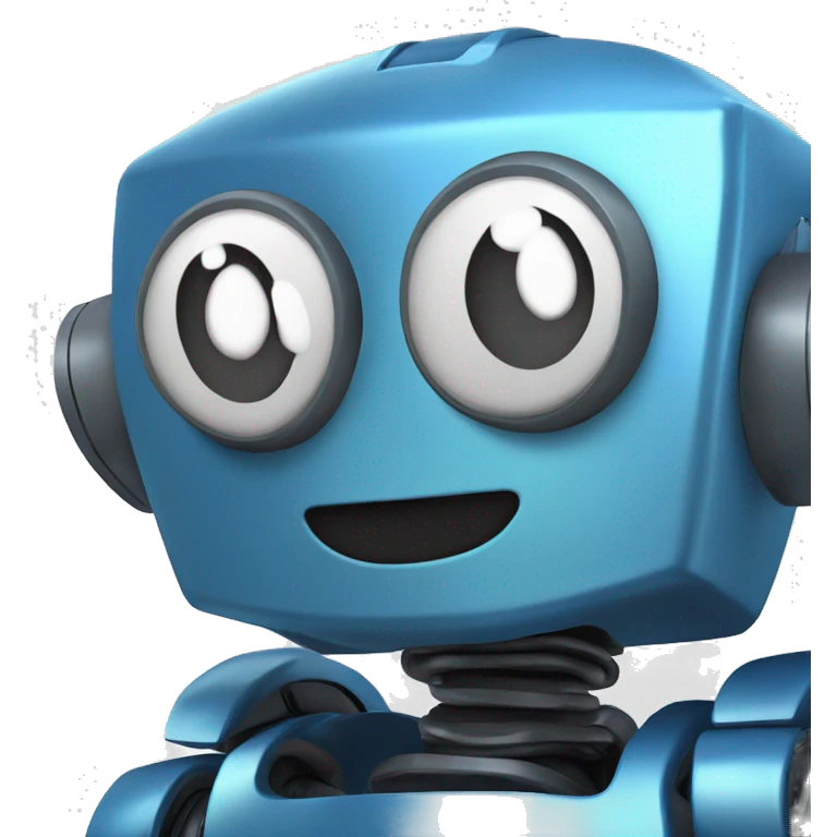 The iron blue robot smiles 3d emoji
