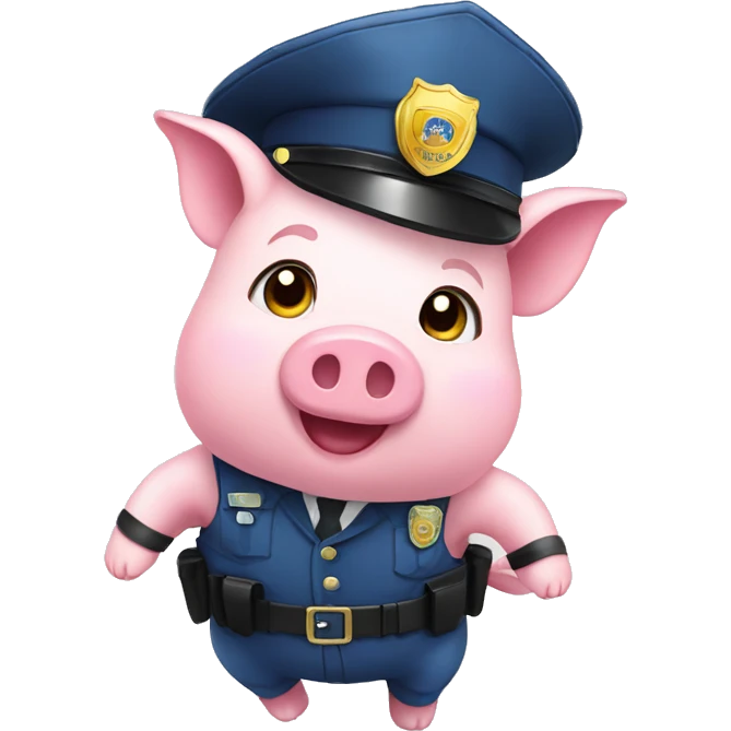 piggies in police outfit with falling jugs emoji