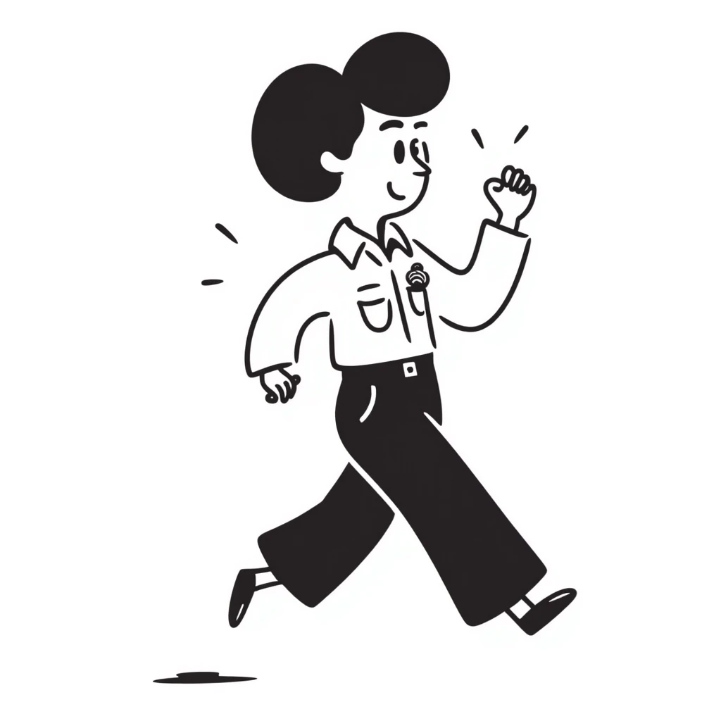 police officer running, hand drawn doodle style, energetic movement emoji