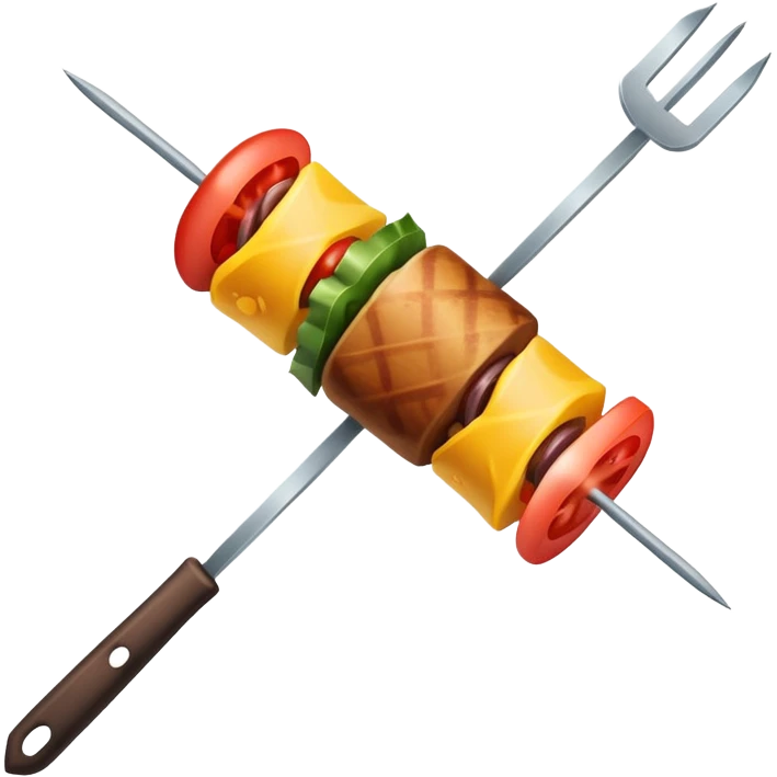 Extremely minimalist kebab skewer with basic shapes emoji