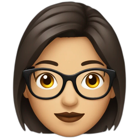Mujer gordita morena sin gafas pelo corto ojos cafe oscuro emoji