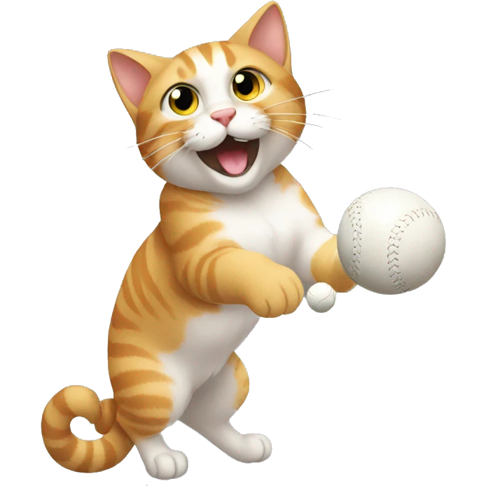 A cat is hitting the ball emoji