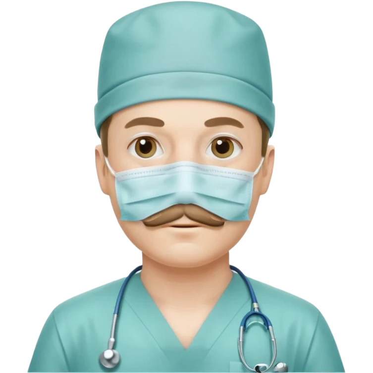 mustached doctor with surgery hat emoji