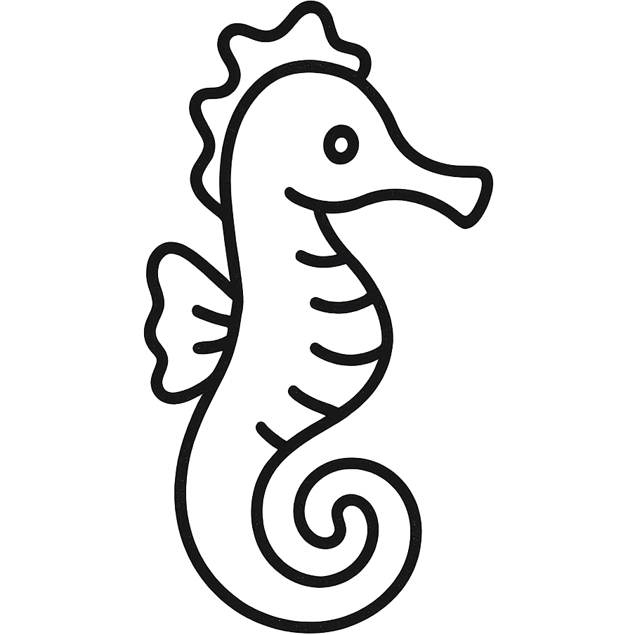 hand-drawn outlined seahorse icon emoji