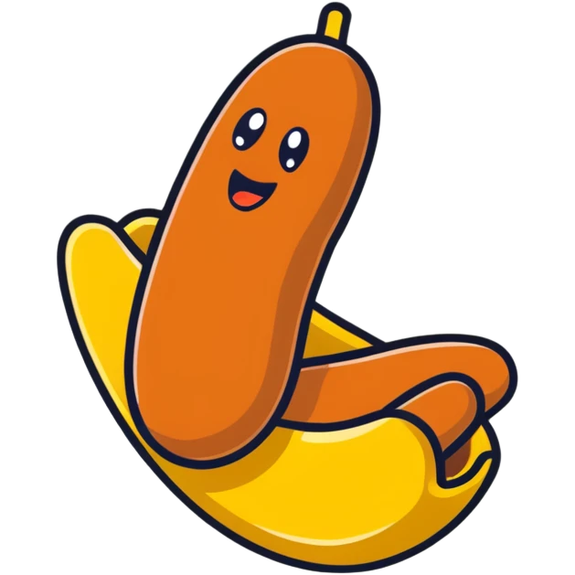 Korean corn dog, cartoonish sticker style, fun emoji