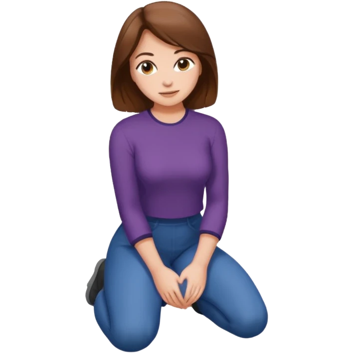 Brown hair woman kneeling  emoji