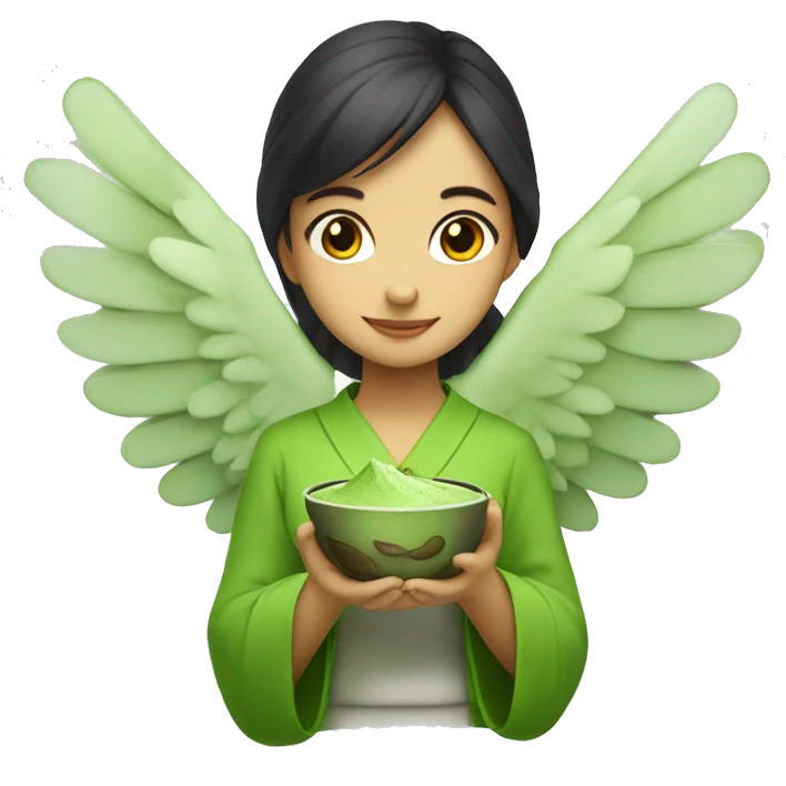 Matcha with wings girl holding it emoji