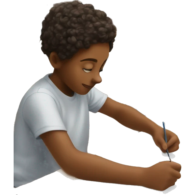 Kids in art class painting at desks emoji
