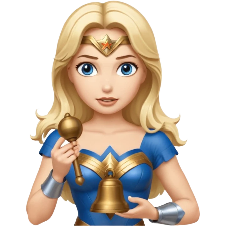 Blonde blue eyes Wonder Woman holding bell  emoji