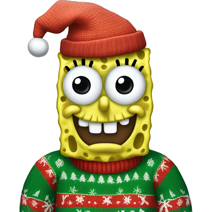 SpongeBob wearing Christmas sweater  emoji