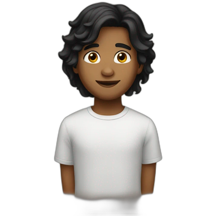 a brown boy with black long hair emoji